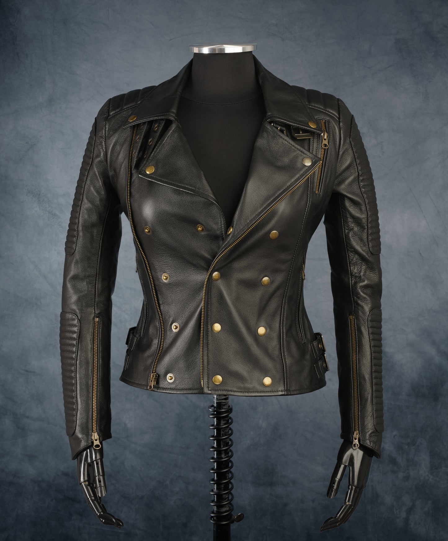 Chaqueta de Cuero Negro Brush W06