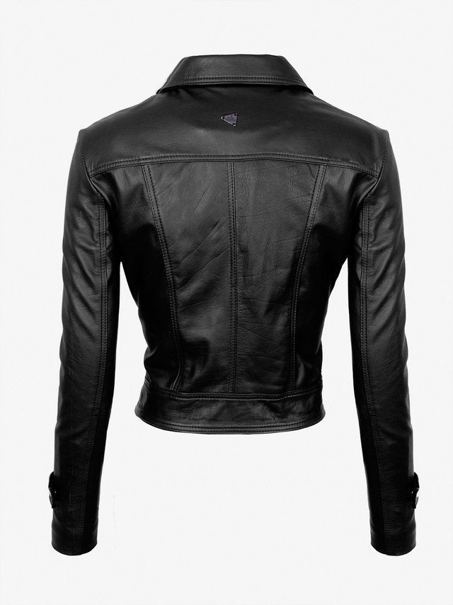 Chaqueta en Cuero Becerro Negro W44