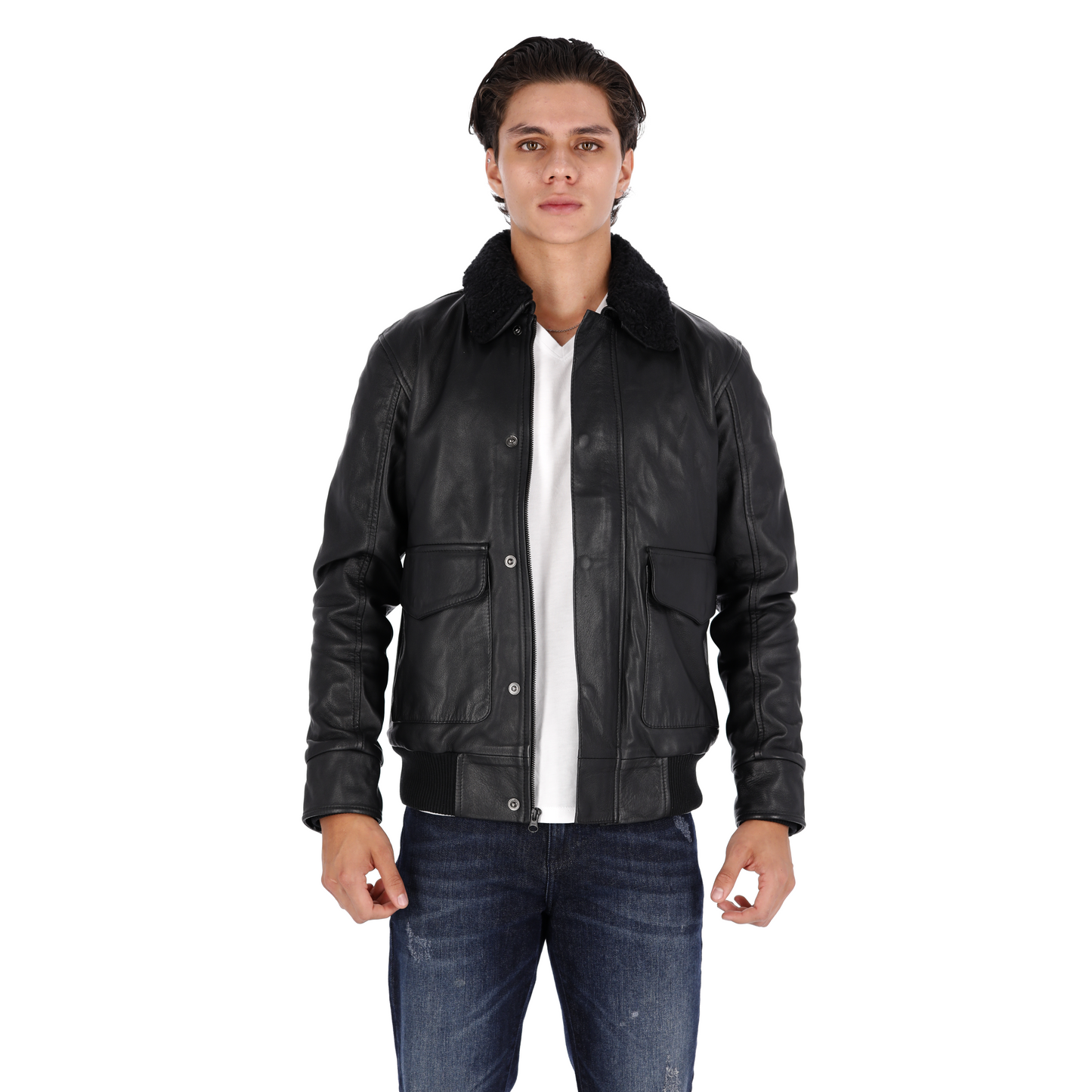 Chaqueta de Cuero Negro Piloto Shaila Marca La Chaqueteria