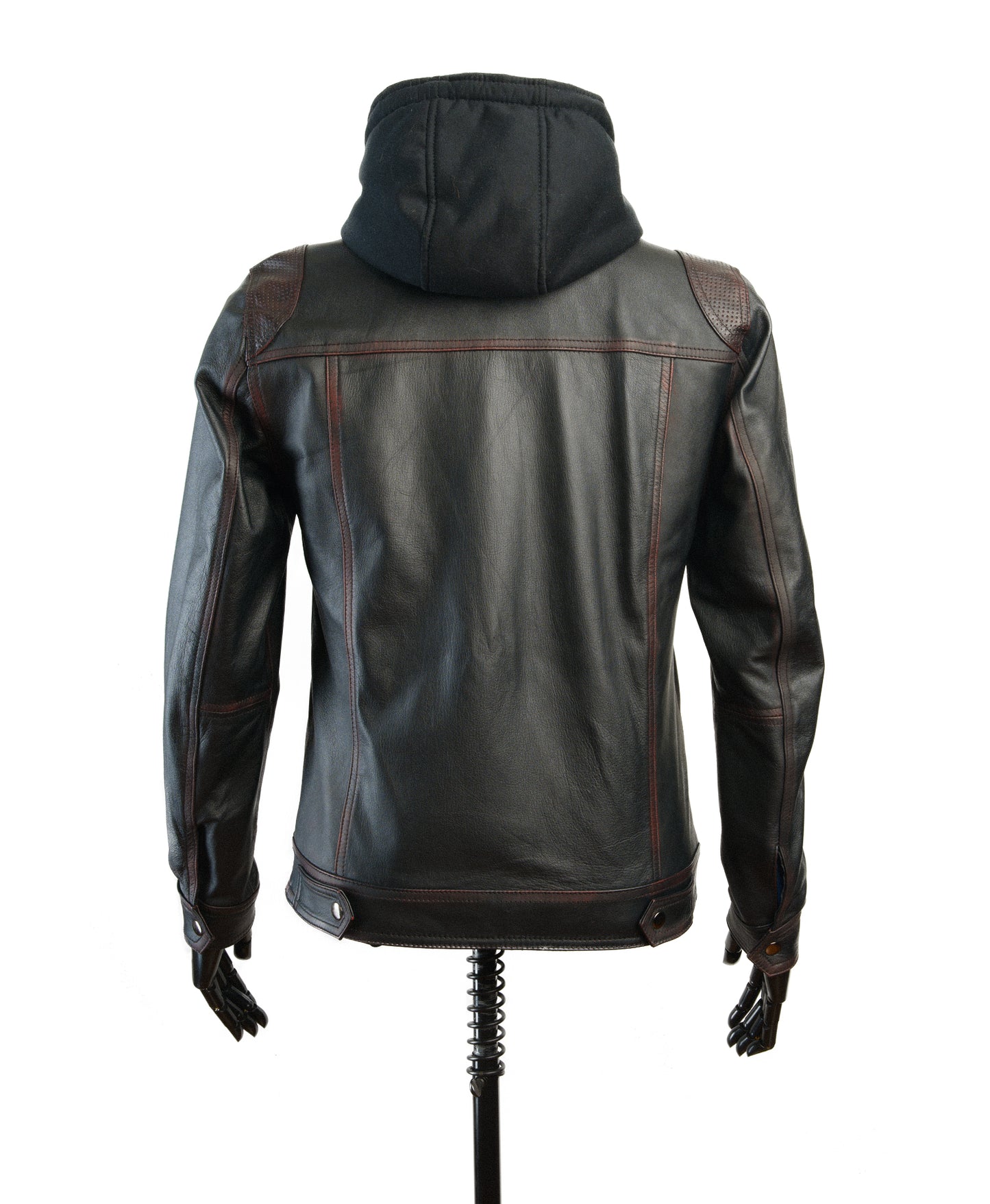 Chaqueta en Cuero Envejecido Negro Base Rojo LCHL94