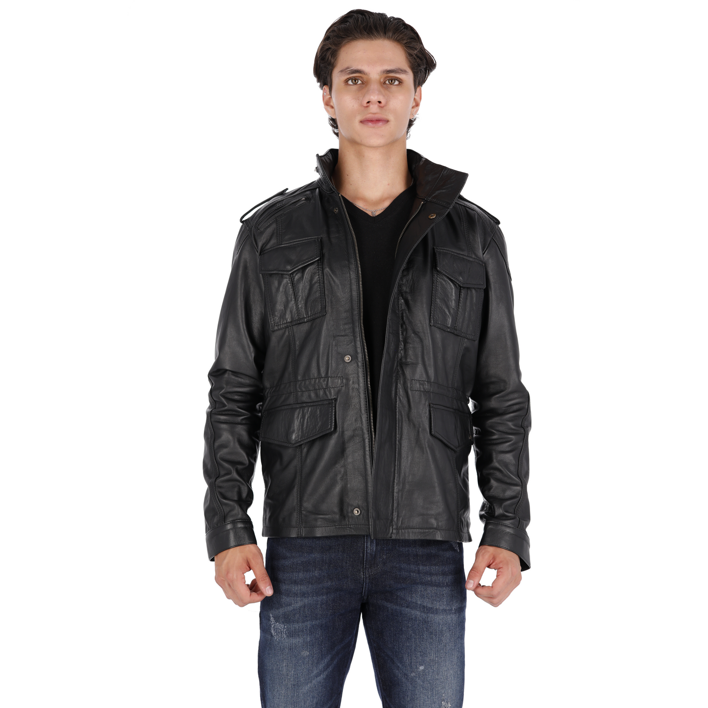 Chaqueta en Cuero Negro Fiyag Floki Marca La Chaqueteria