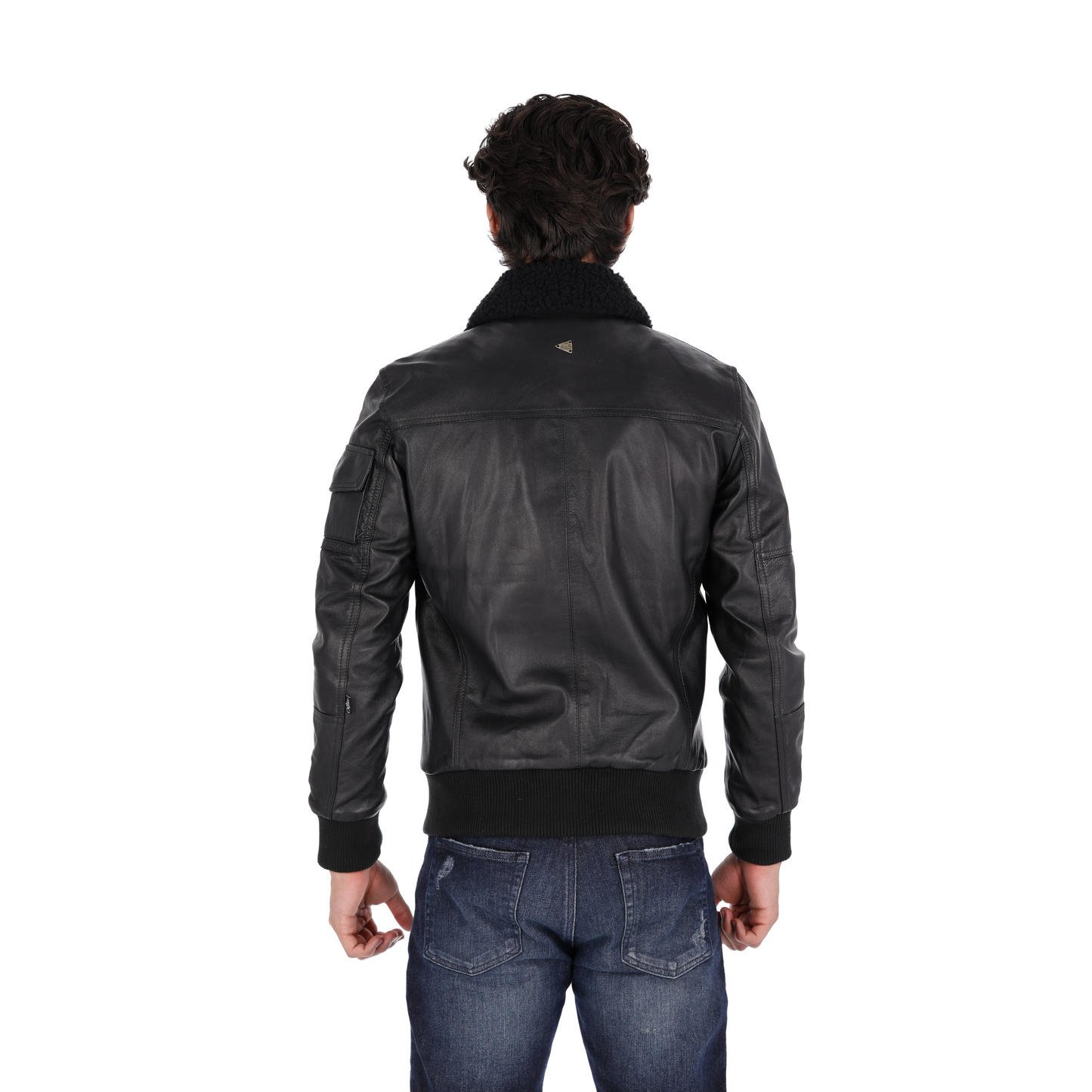 Chaqueta en Cuero Negro Tipo Piloto LCHL95 Marca La Chaqueteria