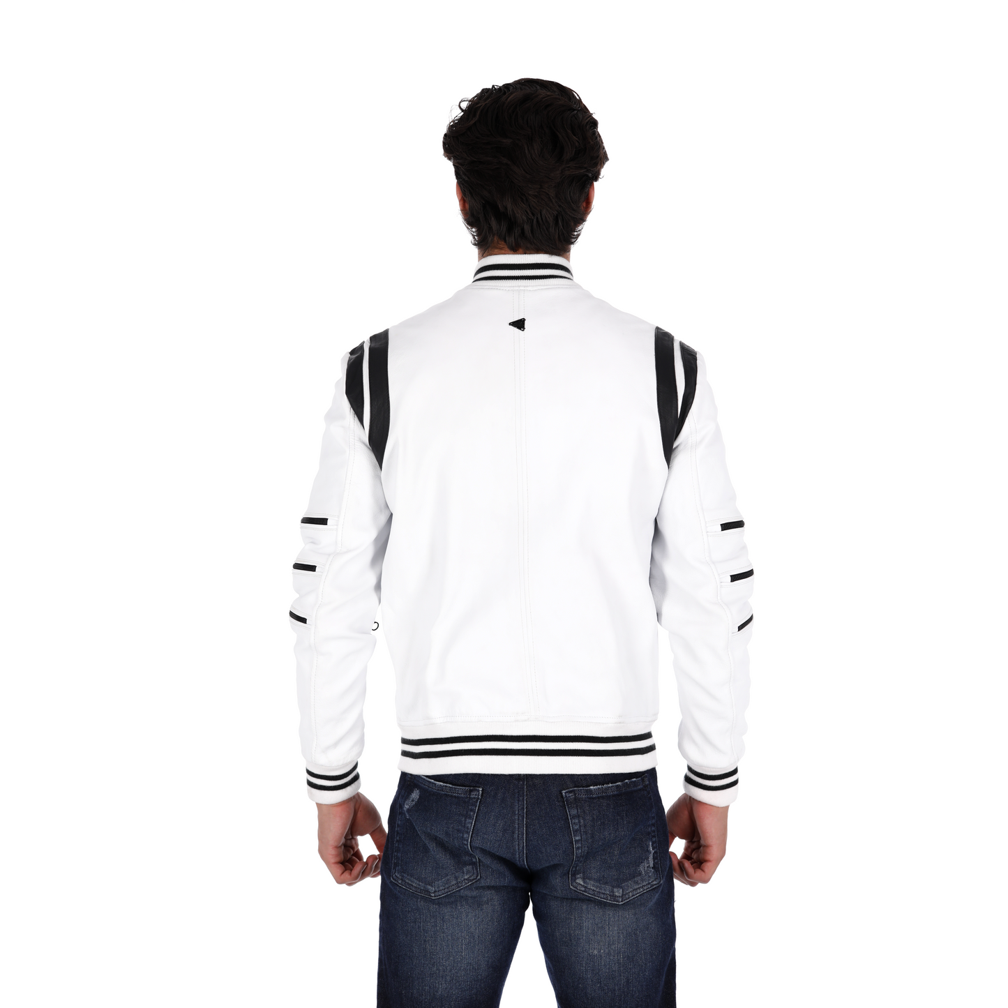 Chaqueta en Cuero Blanco Gamba Marca La Chaqueteria