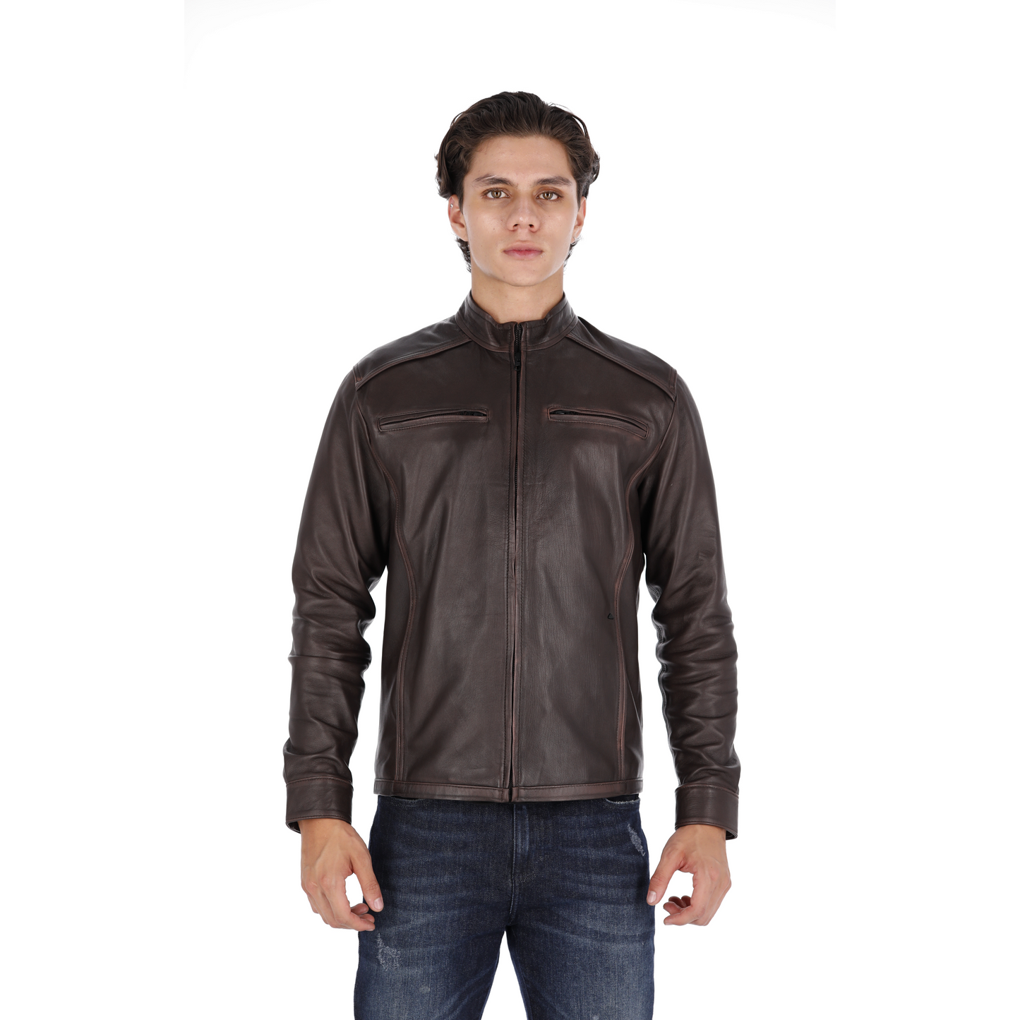 Chaqueta de Cuero Marrón LCHL33 Marca La Chaqueteria