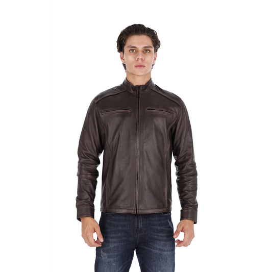 Chaqueta de Cuero Marrón LCHL33 Marca La Chaqueteria