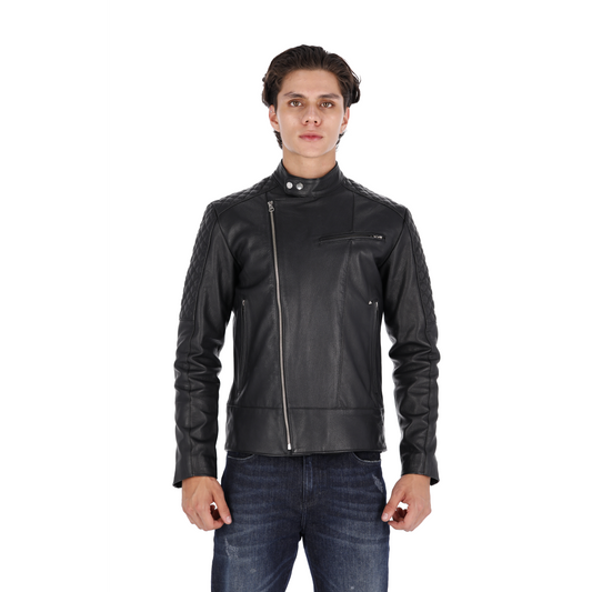 Chaqueta de Cuero Negro Aryan Marca La Chaqueteria