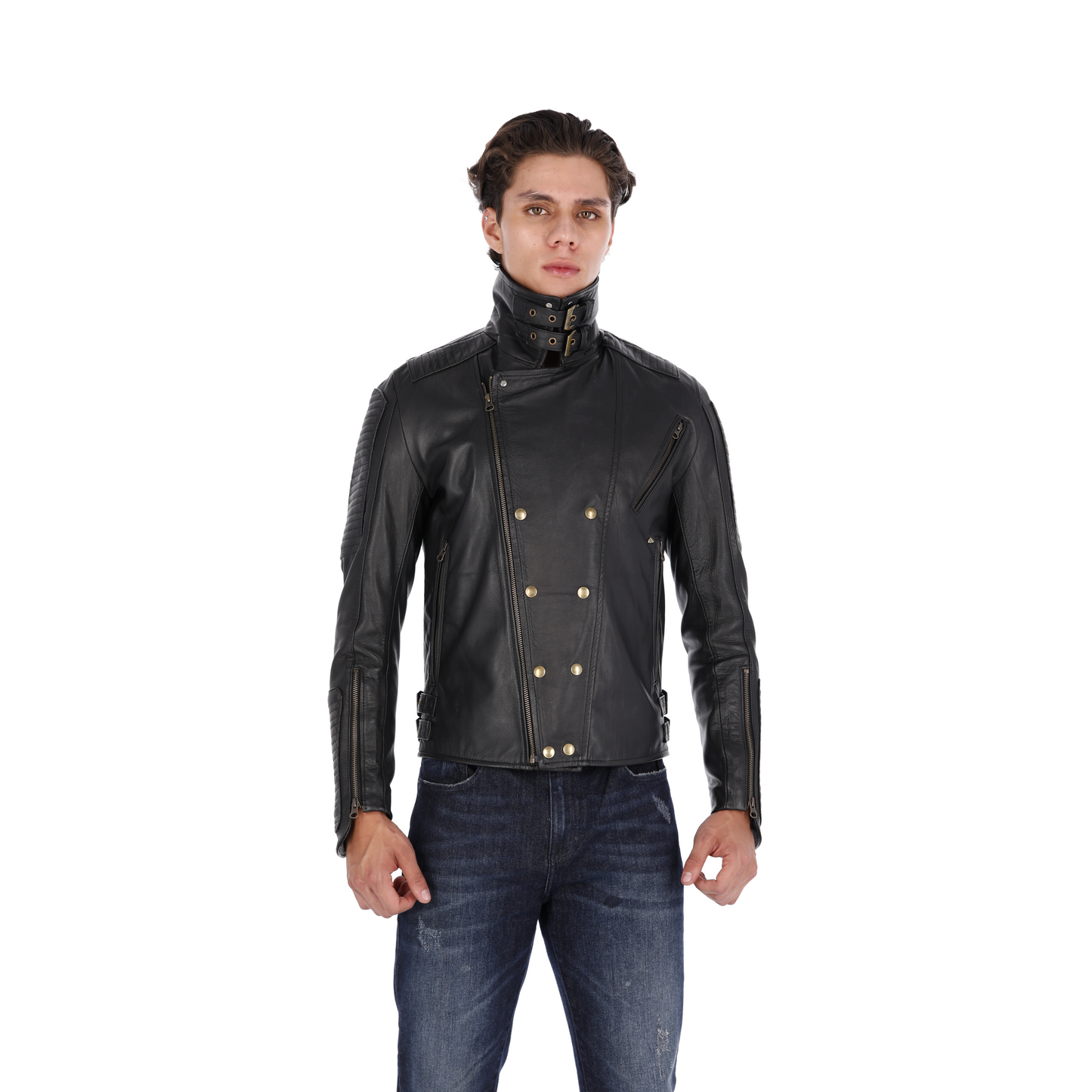 Chaqueta en Cuero Negro Dragon