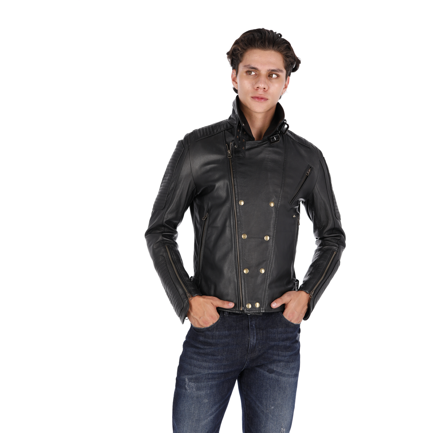Chaqueta en Cuero Negro Dragon