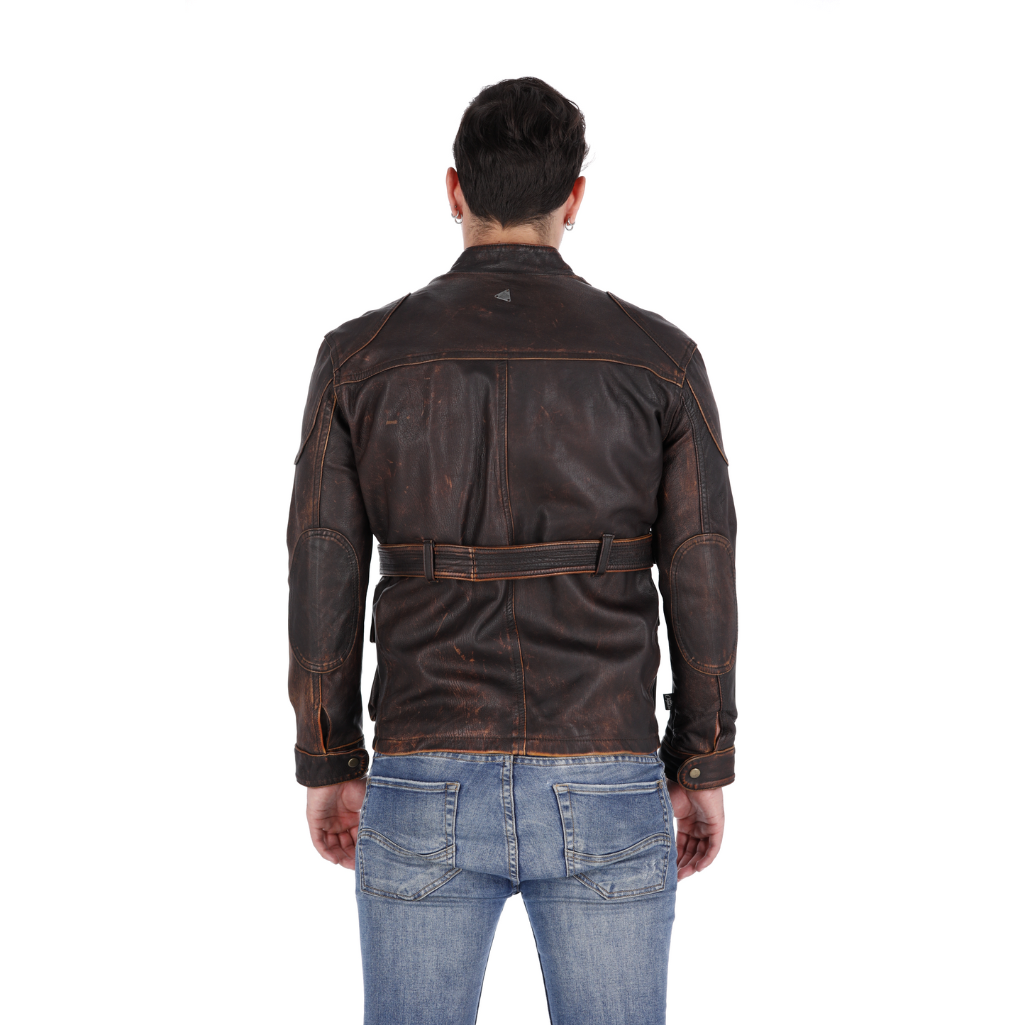 Chaqueta en Cuero Envejecido Base Cafe Arjun