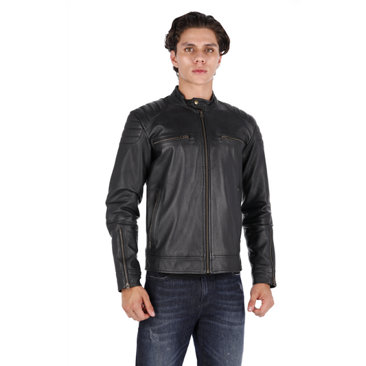 Chaqueta de Cuero Negro SBK Marca La Chaqueteria