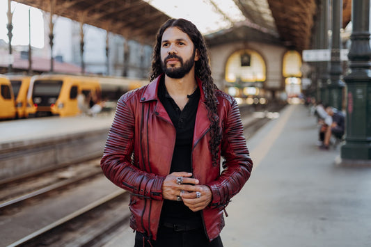 Chaqueta de Cuero Becerro Rojo Contrastado Blug 2.0