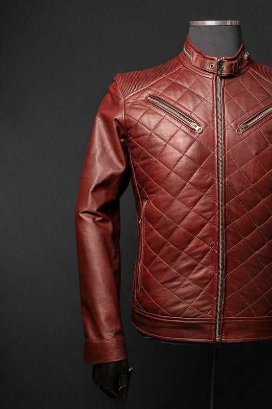 Chaqueta de Cuero Vinotinto Axel