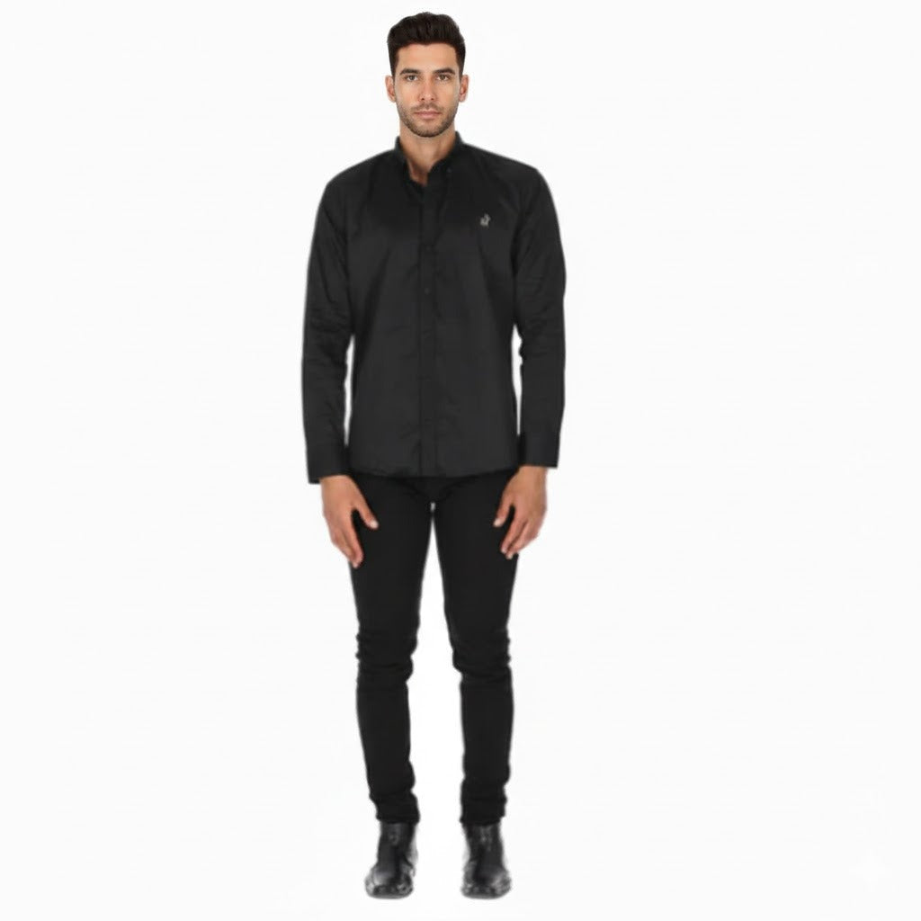 Camisa en Algodón 100% LCC2302 Negro Marca La Chaqueteria