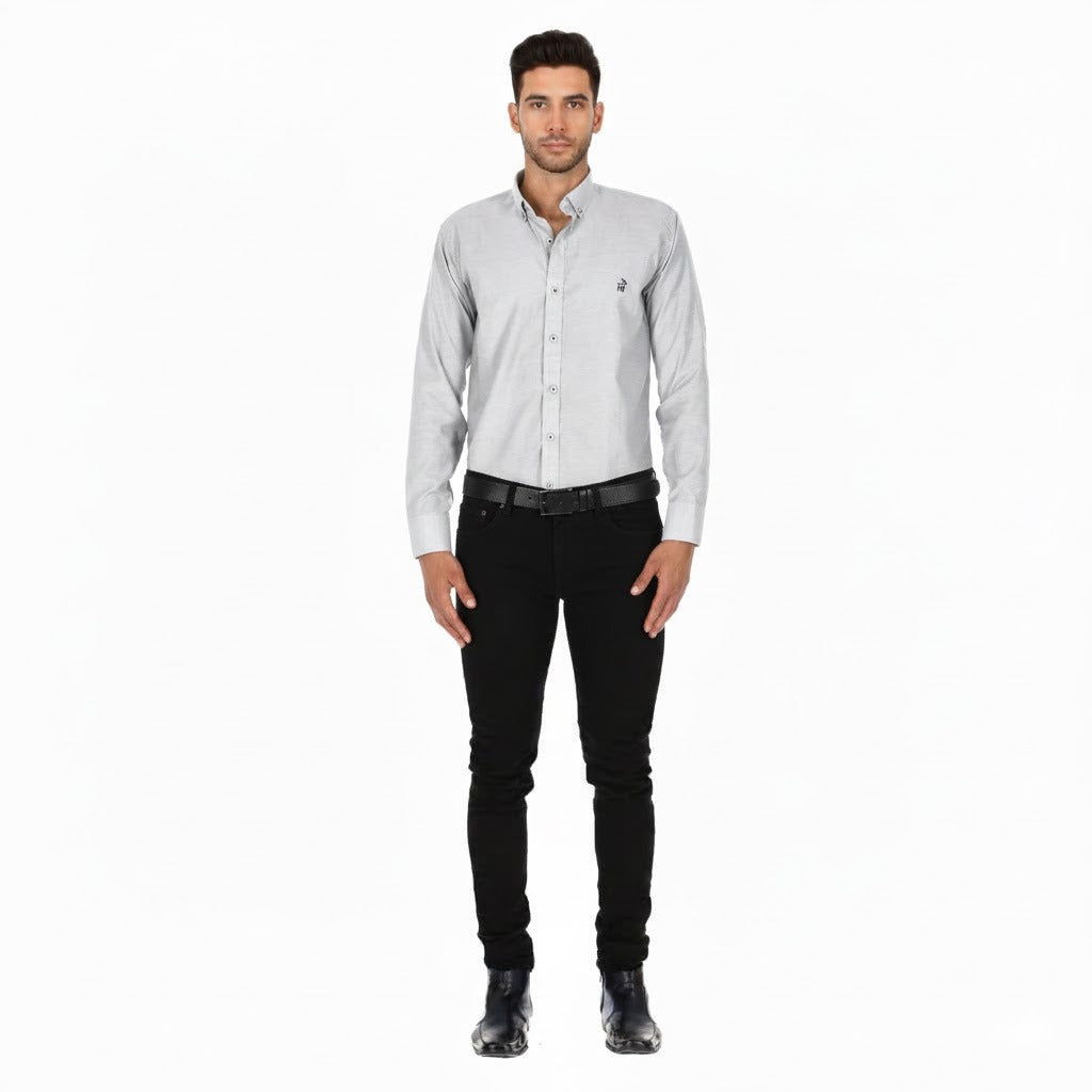 Camisa en Algodón 100% LCC2301 Gris Marca La Chaqueteria