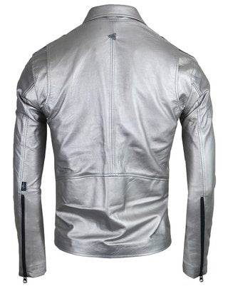 Chaqueta en Cuero Plateado Bison