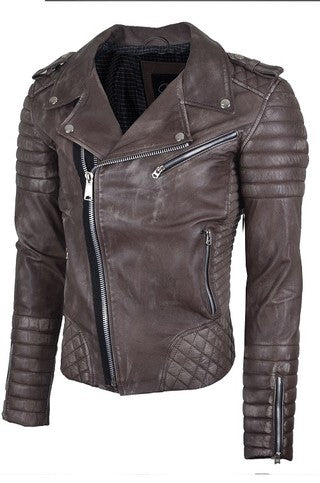 Chaqueta de Cuero Cafe Envejecido Blug