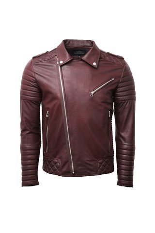Chaqueta de Cuero Vinotinto Blug