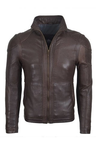 Chaqueta en Cuero Ovejo Cafe LCHL19