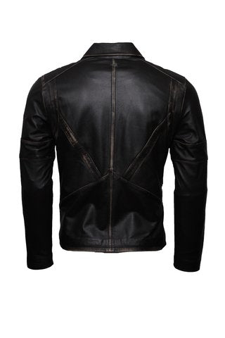 Chaqueta en Cuero Envejecido Negro LCHL27