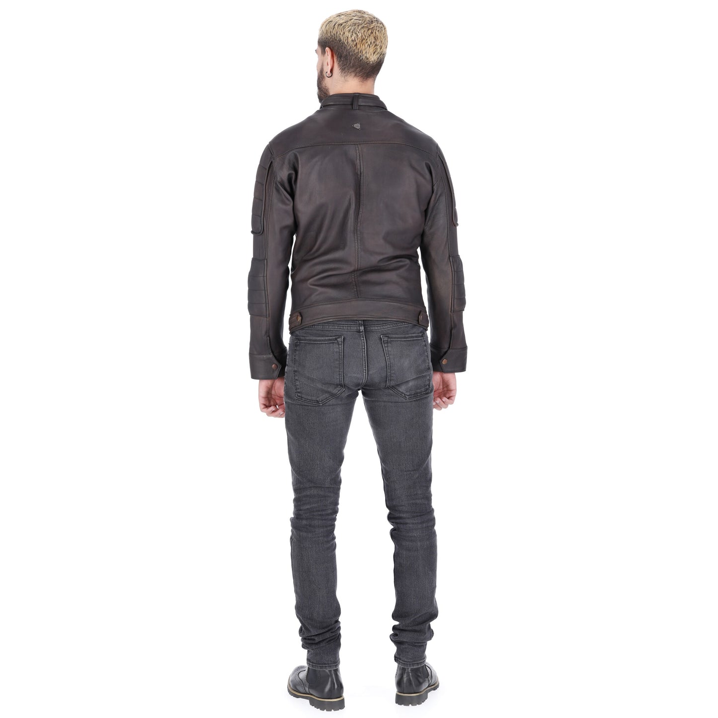 Chaqueta de Cuero Envejecido Base Café Mayor La Chaqueteria