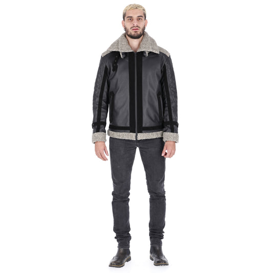 Chaqueta de Cuero Envejecido Negro Base Gris New York 2.0