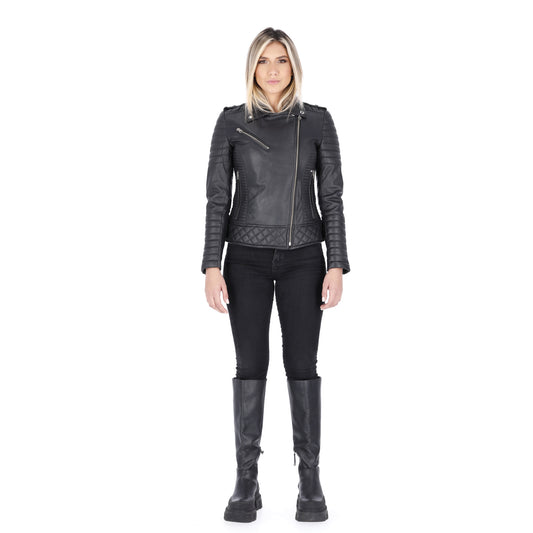 Chaqueta de Cuero Negro Nina Marca la Chaqueteria