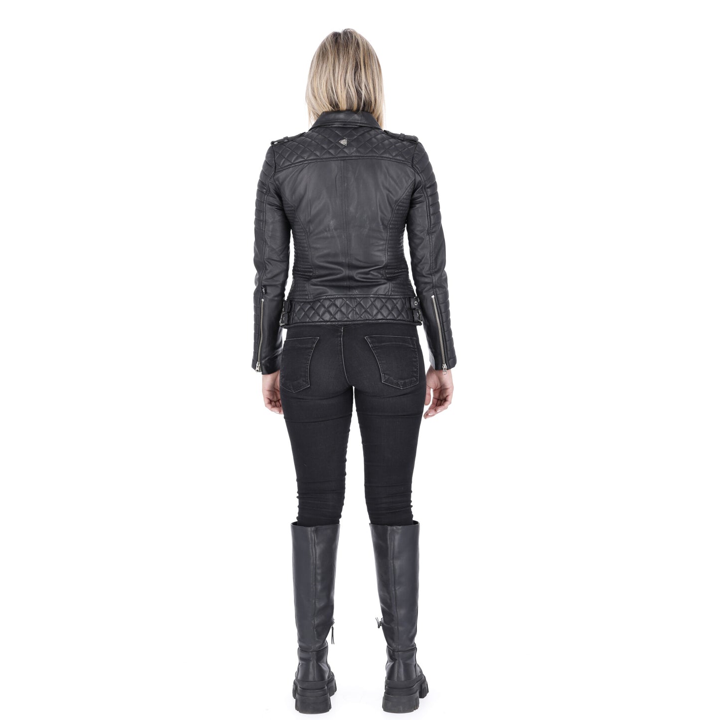 Chaqueta de Cuero Negro Nina Marca la Chaqueteria