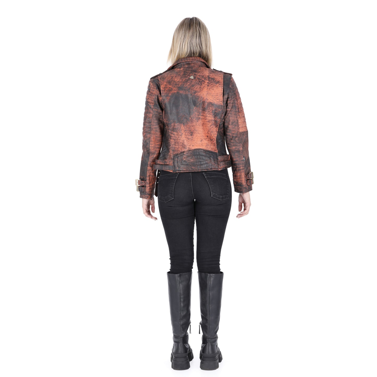 Chaqueta en Cuero Envejecido Base Terracota W16