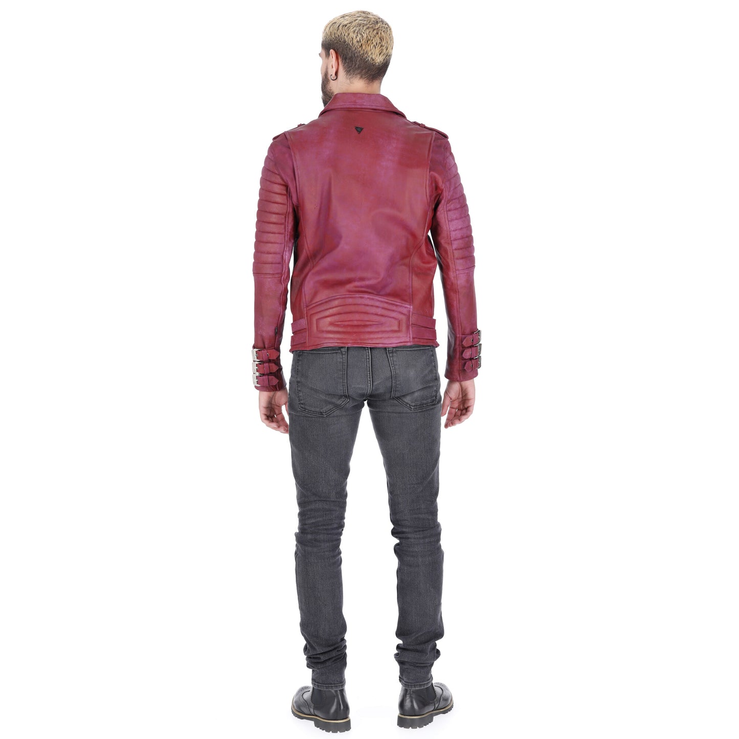Chaqueta de Cuero Envejecido Vinotinto Subzero