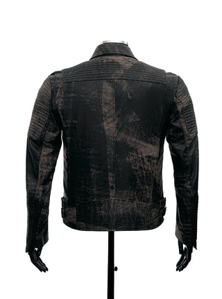Chaqueta En Cuero Negro Base Cafe Dragon