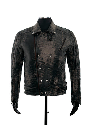 Chaqueta de Cuero Negro Base Cafe Dragon