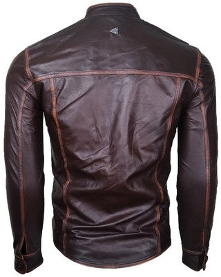 Chaqueta en Cuero Envejecido Marrón Oscuro LCHL24