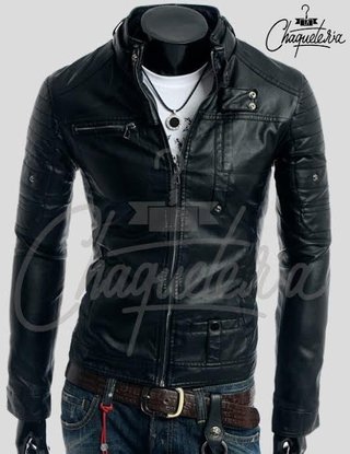 Chaqueta de Cuero Negro Garce