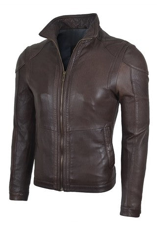 Chaqueta en Cuero Ovejo Cafe LCHL19