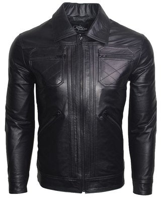 Chaqueta de Cuero Negro LCHL26