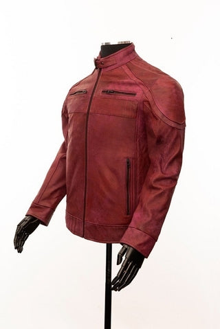 Chaqueta en Cuero Raspado Vinotinto Minor