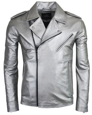 Chaqueta de Cuero Plateado Bison
