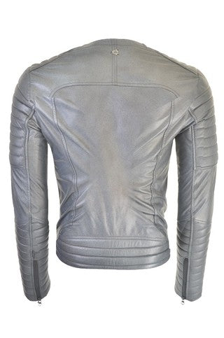 Chaqueta en Cuero Gris Ragnar
