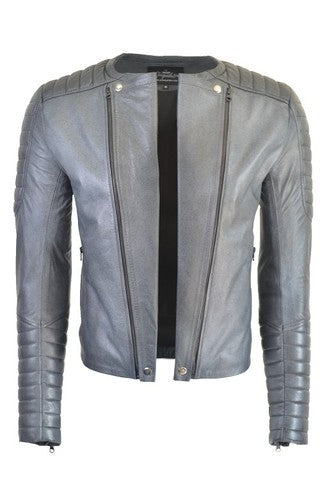 Chaqueta en Cuero Gris Ragnar