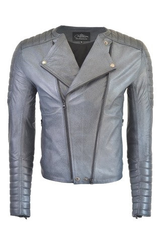 Chaqueta de Cuero Gris Ragnar