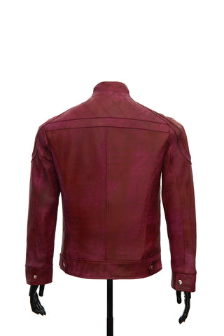 Chaqueta en Cuero Raspado Vinotinto Minor