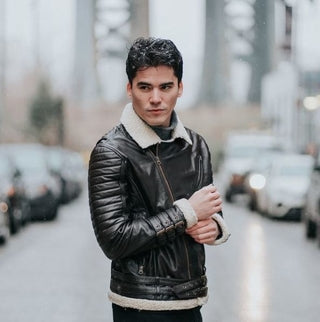 Chaqueta de Cuero Cafe y Ovejero Sintetico Subzero