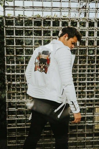 Chaqueta de Cuero Blanco Guns N' Roses Subzero