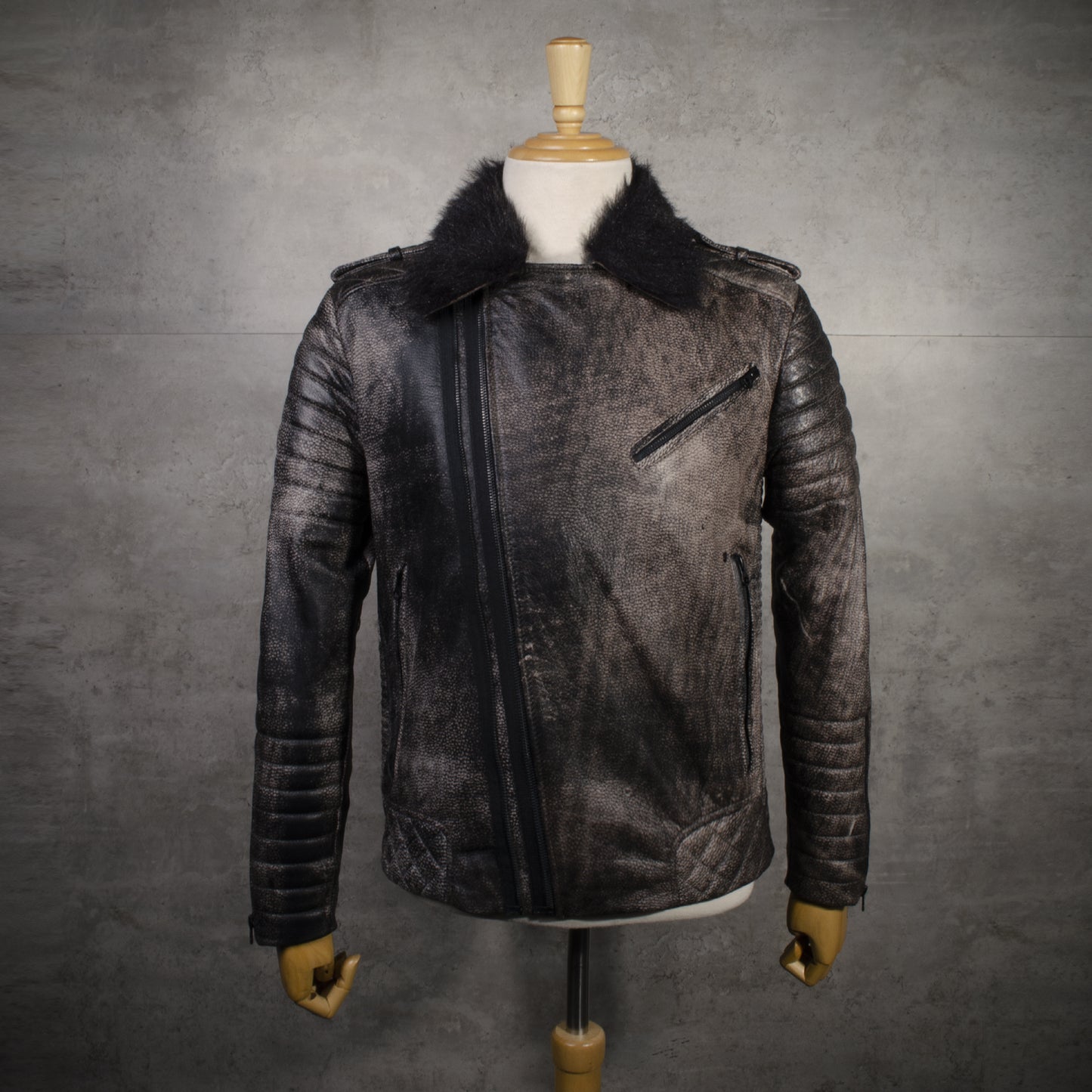 Chaqueta de Cuero Envejecido Café LCHL38