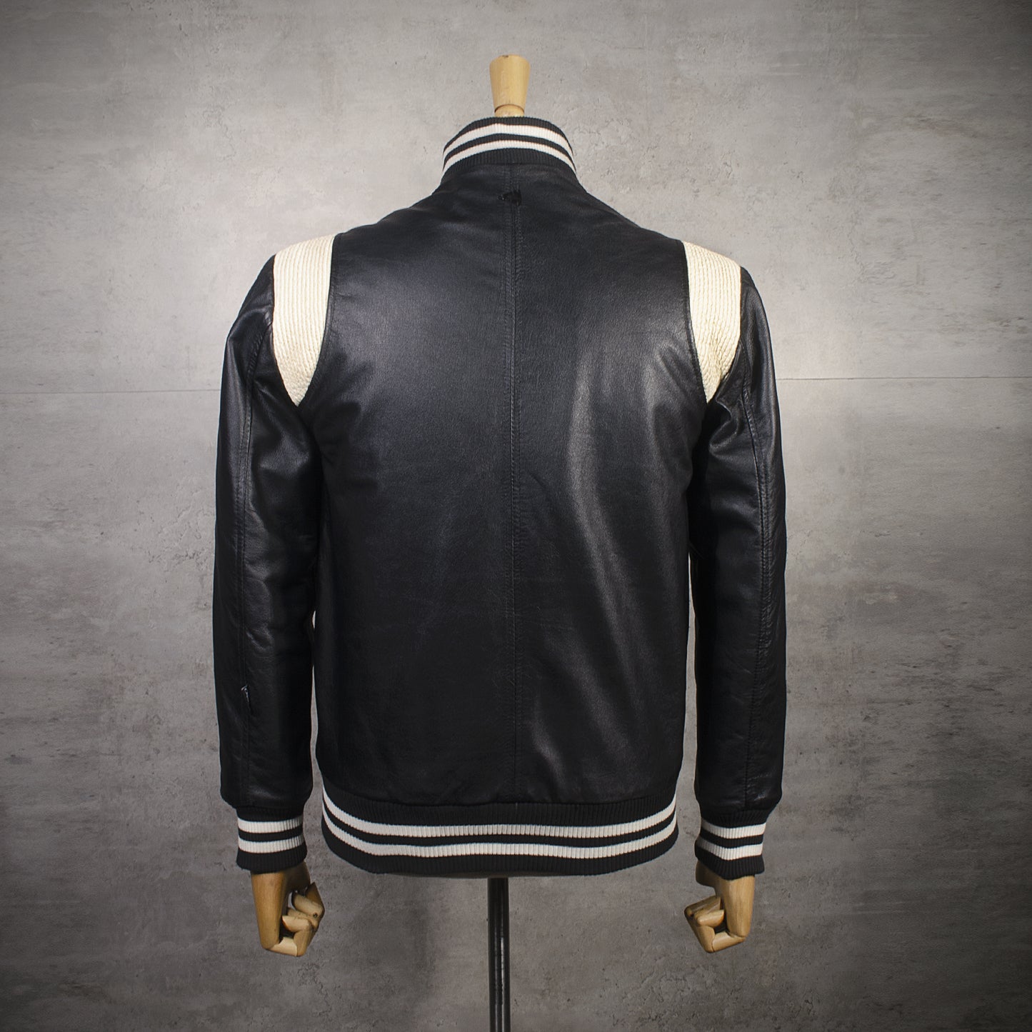 Chaqueta de Cuero Negro Beige LCHL169