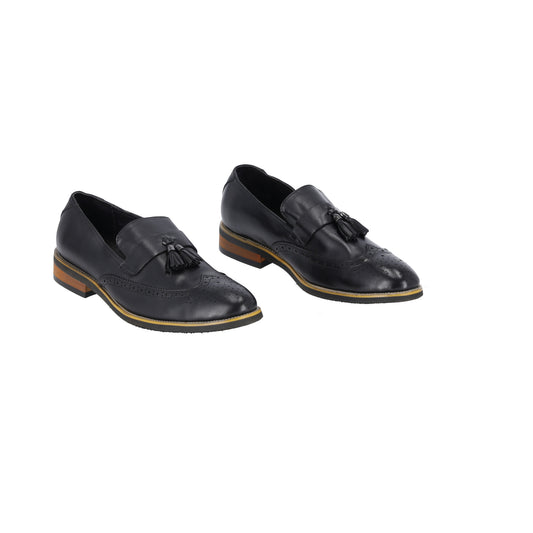 Zapato en Cuero Negro Mocasín Lchz05