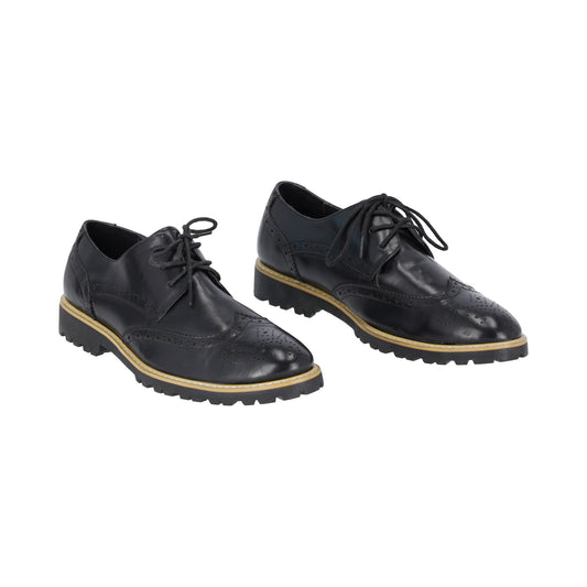 Zapato en Cuero Negro Oxford Lchz08