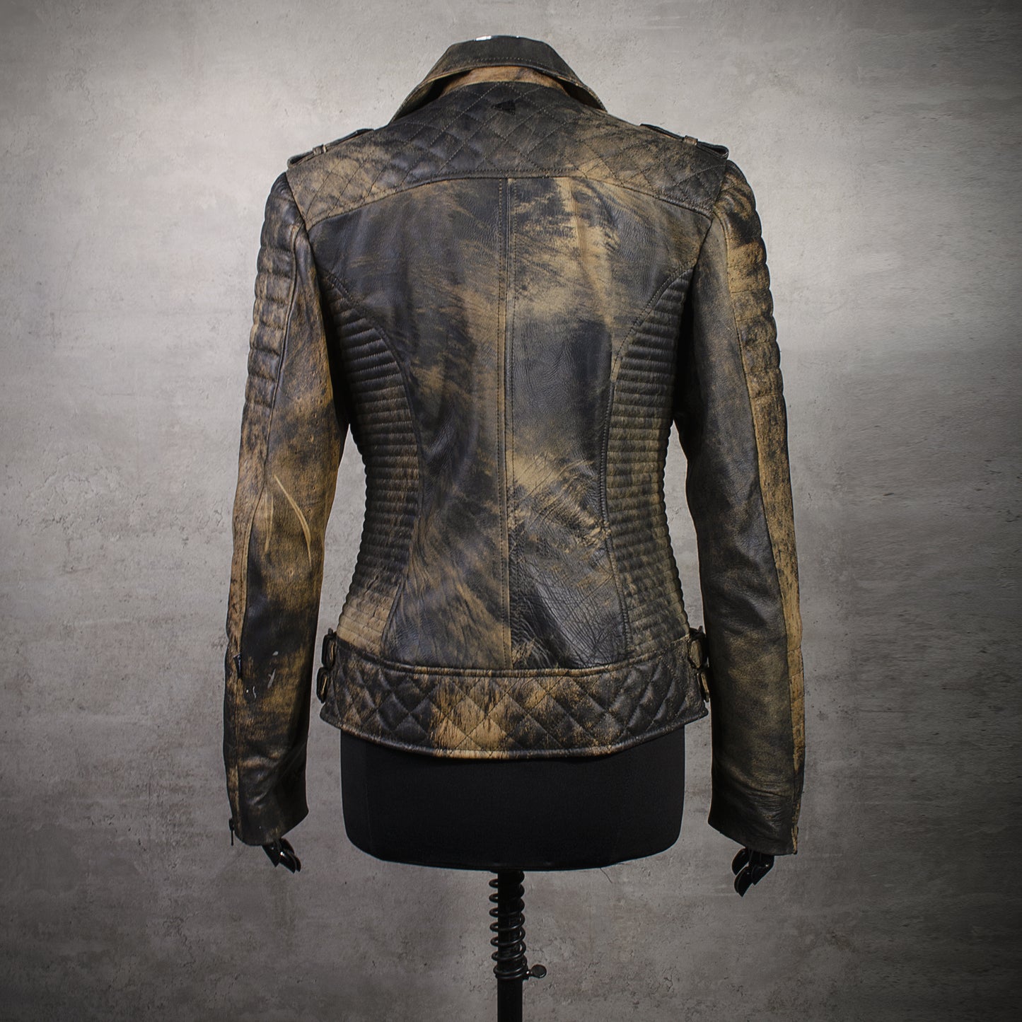 Chaqueta de Cuero Envejecido Base Amarillo Nina Marca la Chaqueteria