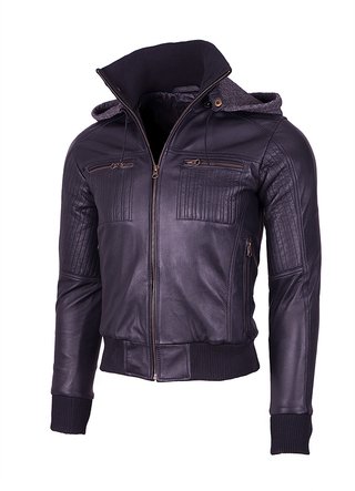Chaqueta  de Cuero Negro Feder