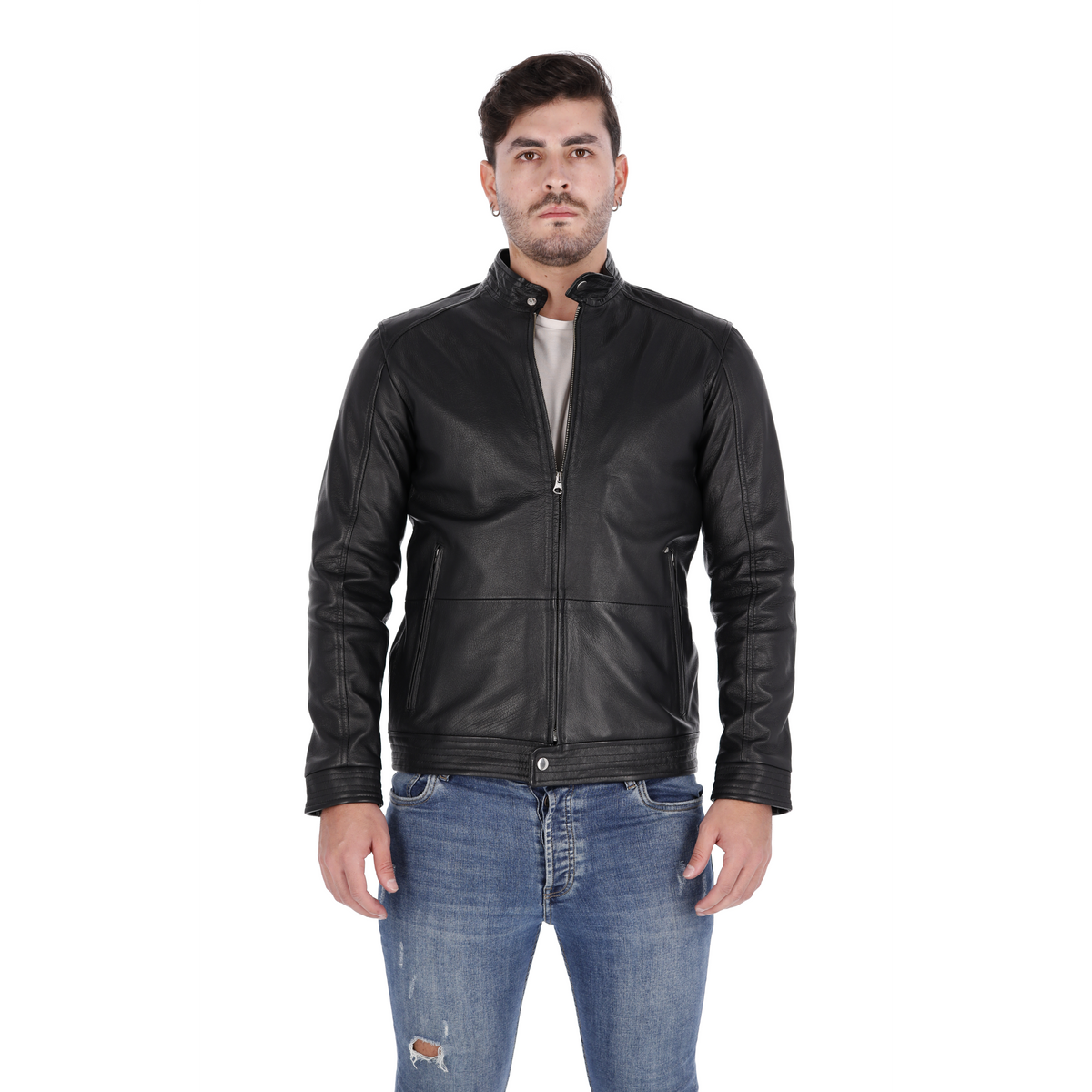 Chaqueta de Cuero Negro LCHL102